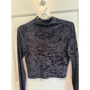 Lululemon All Aligned Mock Neck Crushed Velvet Black Cropped Long Sleeve Women 6